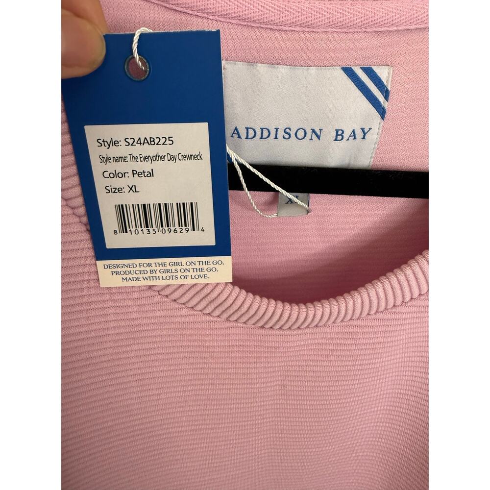 NWT Addison Bay Active Rib Crewneck Sweatshirt, Pink, XL - Picture 9 of 10